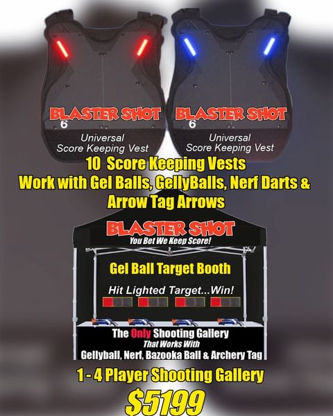 10 Gel Ball Score Keeping Vests & Gel Ball Shooting Gallery